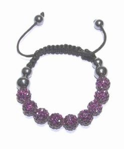 Bratara Shamballa cu 9 cristale Swarovski mov si 6 hematit