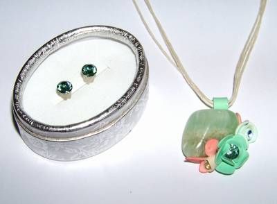 Set de bijuterii cu cristale Swarovski Elements verzi