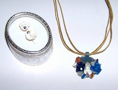 Set de bijuterii cu cristale Swarovski Elements albastre