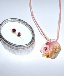 Set de bijuterii cu cristale Swarovski Elements roz