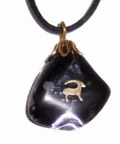 Pandantiv din obsidian pe siret negru - zodia Capricorn
